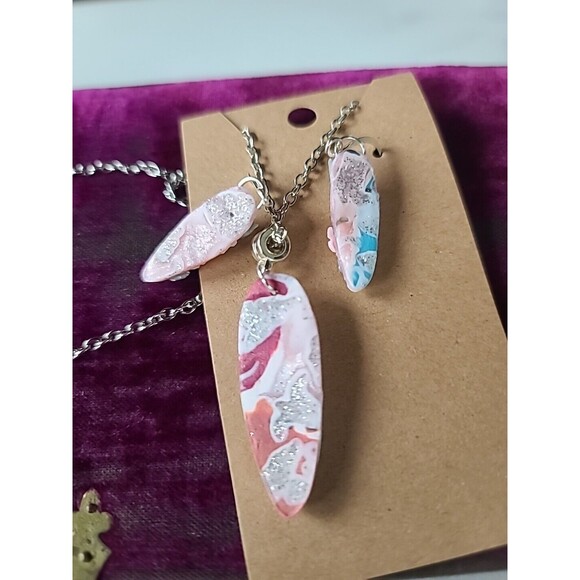 Multicolored Floral Polymer Clay Jewelry Set, NEW - Picture 3 of 10